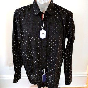 Webb & Scott Size XXL Black Shirt Tiny White Flowe